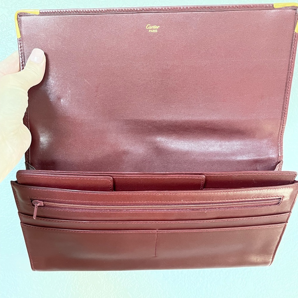 SOLD: Vintage Cartier Clutch Wine/Burgundy with Gold Hardware ❤️❤️❤️ - Picture 6 of 16
